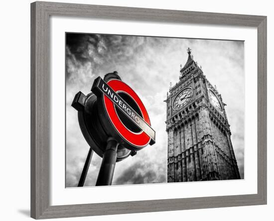 Westminster Underground Sign - Subway Station Sign - Big Ben - City of London - UK - England-Philippe Hugonnard-Framed Photographic Print