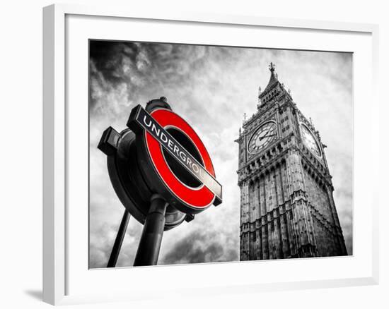 Westminster Underground Sign - Subway Station Sign - Big Ben - City of London - UK - England-Philippe Hugonnard-Framed Photographic Print