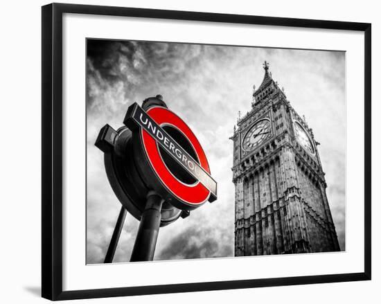 Westminster Underground Sign - Subway Station Sign - Big Ben - City of London - UK - England-Philippe Hugonnard-Framed Photographic Print