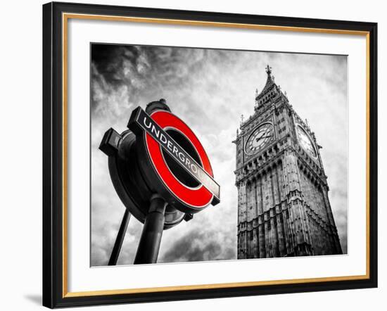 Westminster Underground Sign - Subway Station Sign - Big Ben - City of London - UK - England-Philippe Hugonnard-Framed Photographic Print