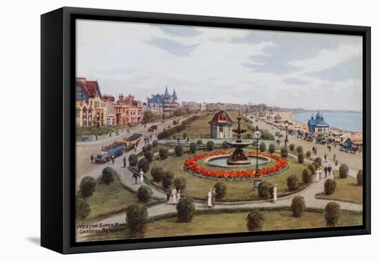 Weston-Super-Mare, Gardens, Beach R-Alfred Robert Quinton-Framed Premier Image Canvas