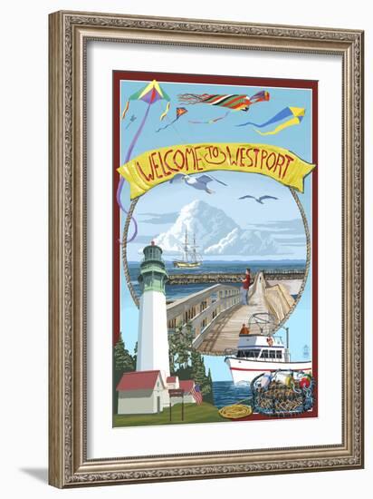 Westport, Washington Views-Lantern Press-Framed Art Print