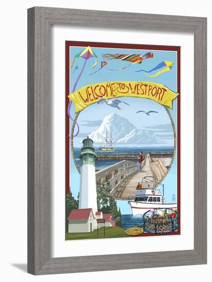 Westport, Washington Views-Lantern Press-Framed Art Print