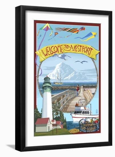 Westport, Washington Views-Lantern Press-Framed Art Print