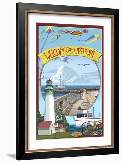 Westport, Washington Views-Lantern Press-Framed Art Print