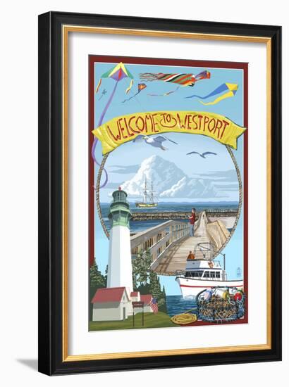 Westport, Washington Views-Lantern Press-Framed Art Print