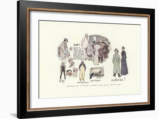 Westward Ho! on Board a German Liner Bound for New York-Phil May-Framed Giclee Print