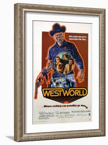 Westworld, Yul Brynner, James Brolin, Richard Benjamin, 1973-null-Framed Art Print