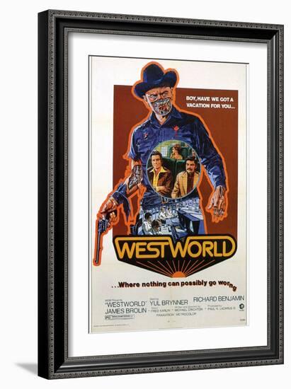 Westworld, Yul Brynner, James Brolin, Richard Benjamin, 1973-null-Framed Art Print