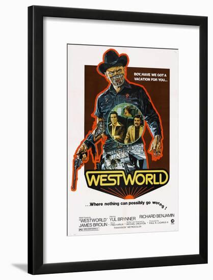 Westworld, Yul Brynner, James Brolin, Richard Benjamin, 1973-null-Framed Art Print