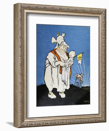 Wet Nurse in 1912, Satirical Cartoon Dedicated to Pope Pius X, 1911, Italy-null-Framed Giclee Print