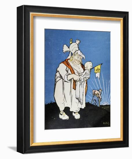 Wet Nurse in 1912, Satirical Cartoon Dedicated to Pope Pius X, 1911, Italy-null-Framed Giclee Print