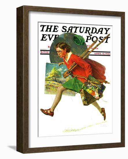 "Wet Paint" Saturday Evening Post Cover, April 12,1930-Norman Rockwell-Framed Giclee Print