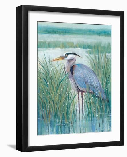 Wetland Heron II-Tim OToole-Framed Art Print