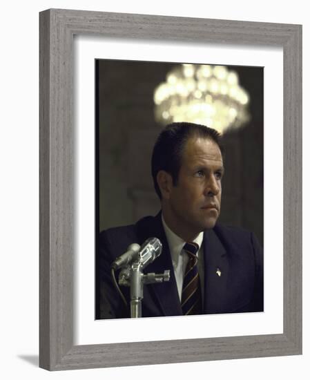 Wh Chief of Staff H. R. Haldeman Testifying at Watergate Hearings-Gjon Mili-Framed Photographic Print