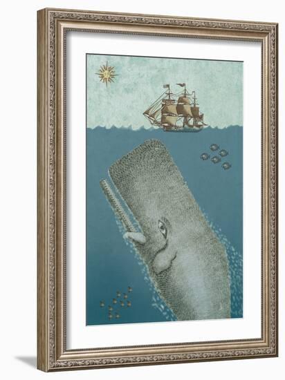 Whale And Ship 2-Erin Clark-Framed Giclee Print