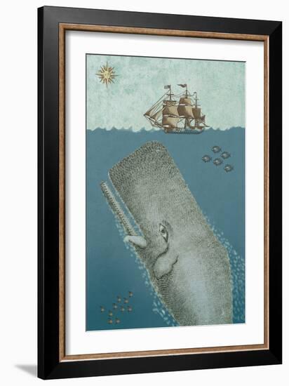 Whale And Ship 2-Erin Clark-Framed Giclee Print