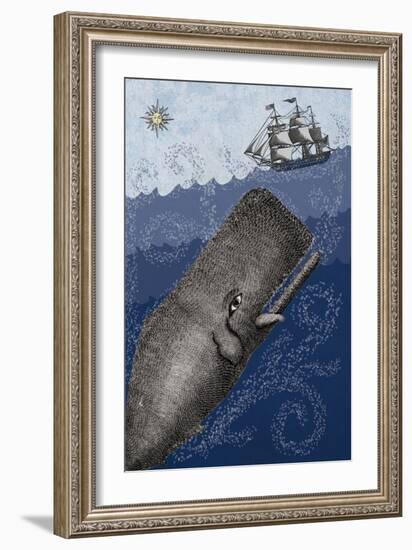 Whale and Ship 3F-Erin Clark-Framed Giclee Print