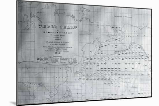 Whale Chart of the North Pacific, 1851-American School-Mounted Giclee Print