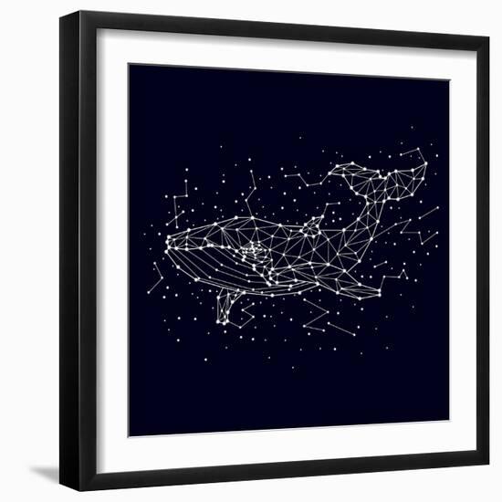 Whale, Constellation , Vector Graphics-Chikovnaya-Framed Art Print