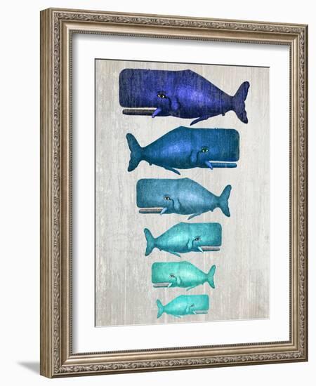 Whale Family Blue On White-Fab Funky-Framed Art Print