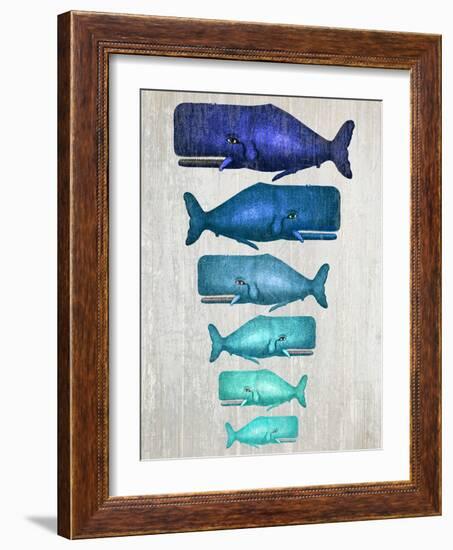 Whale Family Blue On White-Fab Funky-Framed Art Print