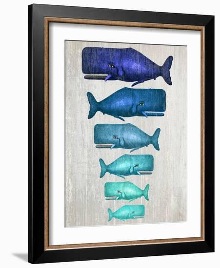 Whale Family Blue On White-Fab Funky-Framed Art Print