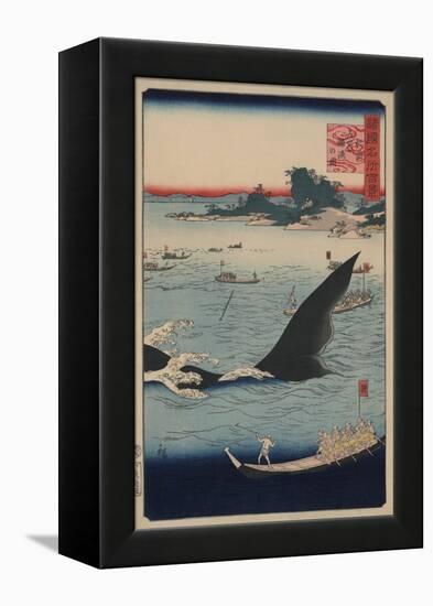 Whale Hunting at the Island of Goto in Hizen (Hizen Goto? Kujiraryo? No Zu)-Ando Hiroshige-Framed Stretched Canvas