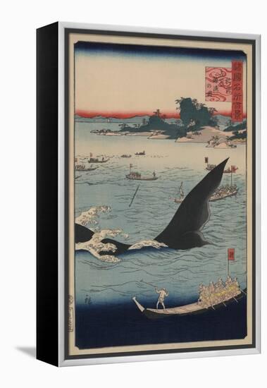 Whale Hunting at the Island of Goto in Hizen (Hizen Goto? Kujiraryo? No Zu)-Ando Hiroshige-Framed Stretched Canvas