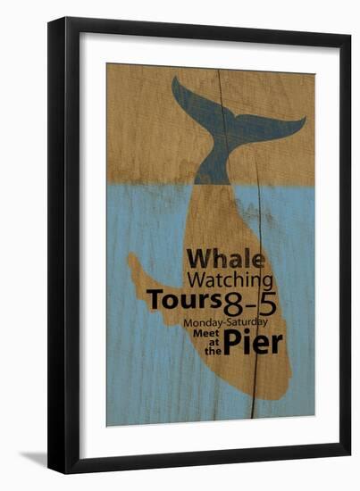 Whale Sign on Wood #2-J Hovenstine Studios-Framed Giclee Print