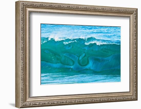 Whale Tail-Light and reflections make the shape of a whale's tail in the face of a wave-Mark A Johnson-Framed Photographic Print