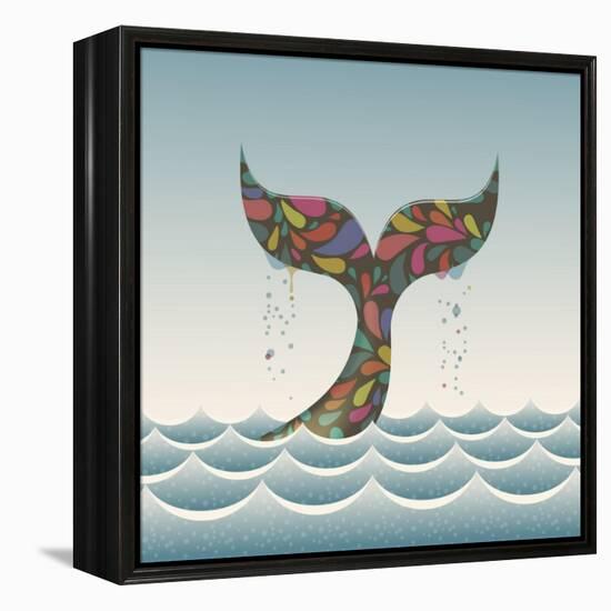 Whale Waving Hello with it's Tail-Cyborgwitch-Framed Stretched Canvas