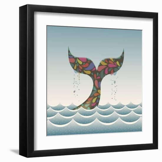 Whale Waving Hello with it's Tail-Cyborgwitch-Framed Art Print