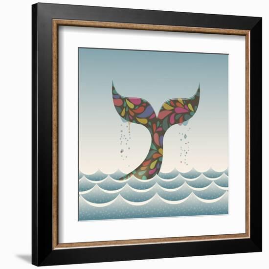 Whale Waving Hello with it's Tail-Cyborgwitch-Framed Art Print