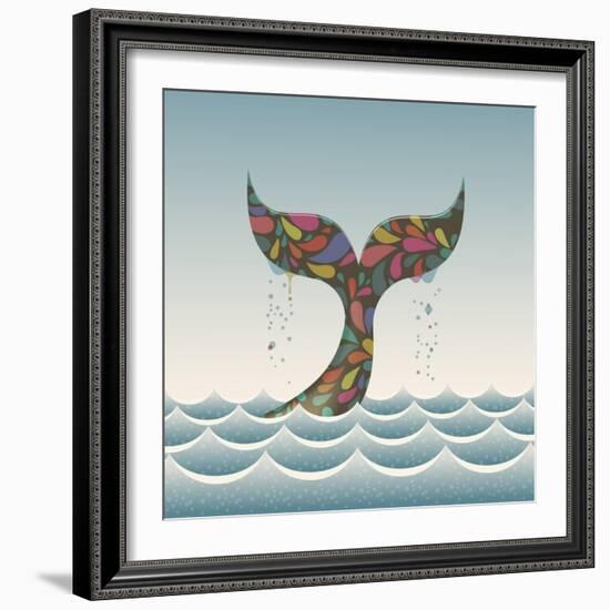 Whale Waving Hello with it's Tail-Cyborgwitch-Framed Premium Giclee Print