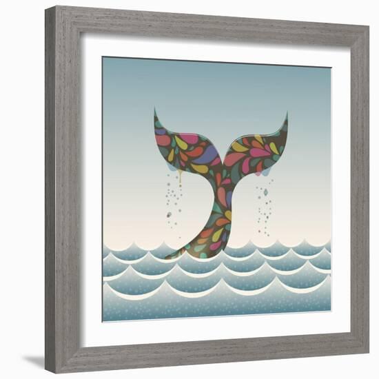 Whale Waving Hello with it's Tail-Cyborgwitch-Framed Art Print