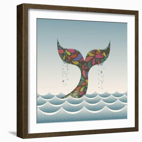 Whale Waving Hello with it's Tail-Cyborgwitch-Framed Art Print