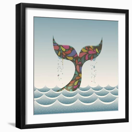 Whale Waving Hello with it's Tail-Cyborgwitch-Framed Art Print