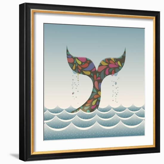 Whale Waving Hello with it's Tail-Cyborgwitch-Framed Art Print