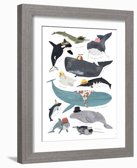 Whales in Hats-Hanna Melin-Framed Giclee Print