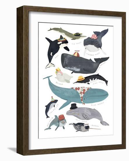 Whales in Hats-Hanna Melin-Framed Giclee Print