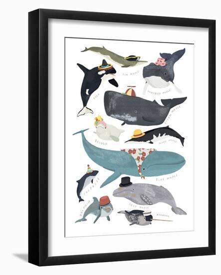 Whales in Hats-Hanna Melin-Framed Giclee Print