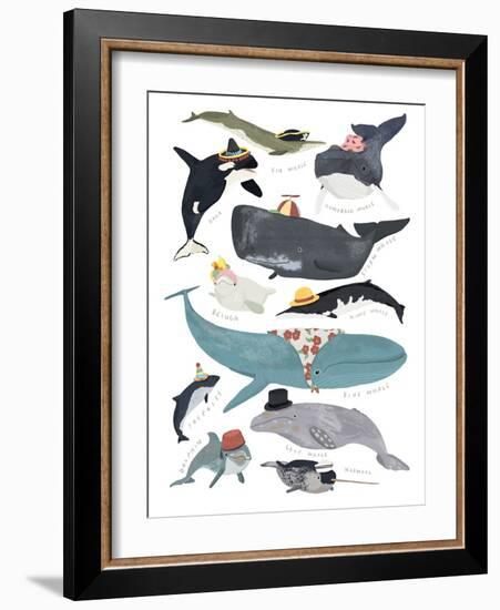 Whales in Hats-Hanna Melin-Framed Giclee Print