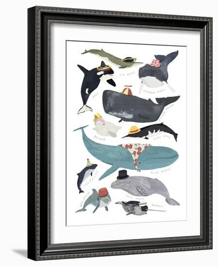 Whales in Hats-Hanna Melin-Framed Giclee Print