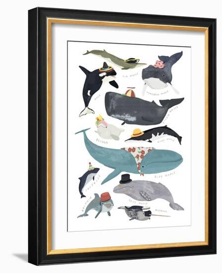 Whales in Hats-Hanna Melin-Framed Giclee Print