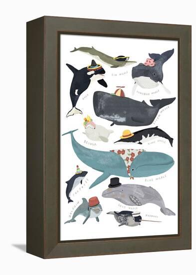 Whales in Hats-Hanna Melin-Framed Stretched Canvas