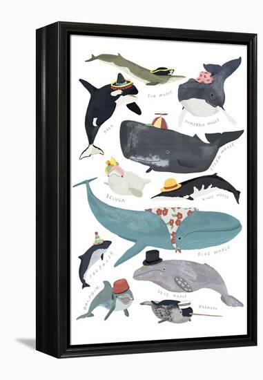 Whales in Hats-Hanna Melin-Framed Stretched Canvas