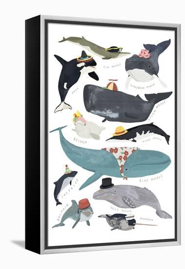 Whales in Hats-Hanna Melin-Framed Stretched Canvas