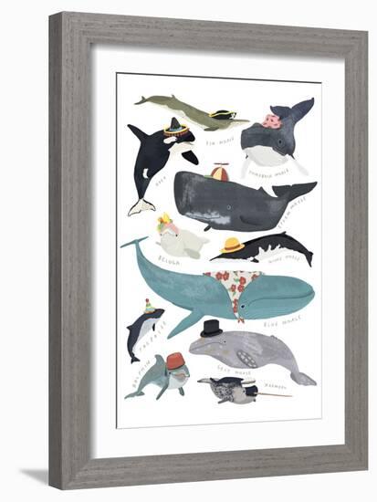 Whales in Hats-Hanna Melin-Framed Art Print