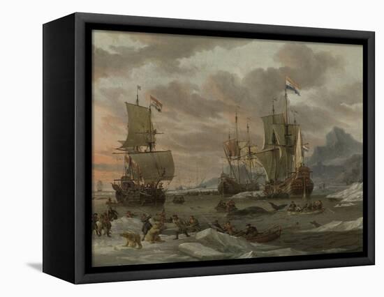 Whaling Grounds in the Arctic Ocean-Abraham Storck-Framed Stretched Canvas